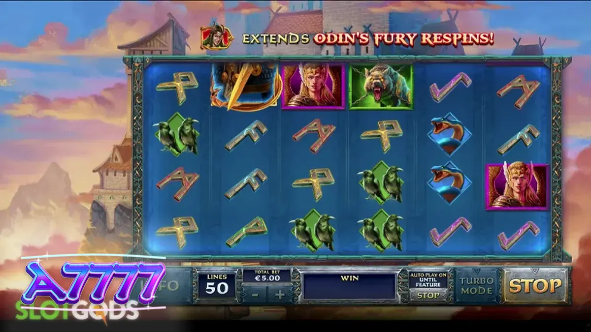 Tampilan visual slot Age of the Gods Norse King of Asgard dengan simbol mitologi